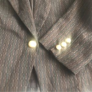 Bagatelle Blazer Suede Collar Brown Thin Stripes Original Owner size 8